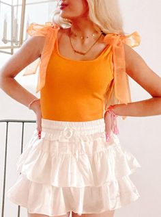 Tops | Sassy Shortcake Boutique Cute Bodysuit For Spring, Cute Bodysuit For Summer, Cute Solid Color Bodysuit For Summer, Cute Solid Color Summer Bodysuit, Orange Bodysuit For Summer Parties, Trendy Orange Bodysuit For Spring, Trendy Orange Bodysuit For Summer, Cute Spring Party Bodysuit, Orange Party Bodysuit For Spring