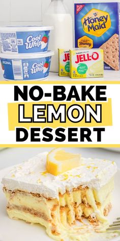 no - bake lemon dessert recipe on a white plate