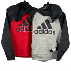 Adidas Youth Pullover Hoodie In Poly Tech Style Fabric So It’s Lighter Weight But Soft On The Inside. Perfect For Spring. Choices Of Sizes In: Red With Heathered Black Light Gray With Heathered Black The Heathered Black Is A Soft Black Or Very Dark Grey Look. All Are New With Tags. Small (8) Medium (10/12) Large (14/16) Bundle For Discount & Combined Shipping. Other Colors And Styles Of Adidas In My Closet. Kids Boys Girls Sweatshirt Hooded Crew Pullover Adidas Red Sports Sweatshirt, Adidas Red Sweatshirt For Sports, Red Adidas Sweatshirt For Sports, Adidas Red Winter Tops, Adidas Red Sweatshirt For Winter, Adidas Red Winter Sweatshirt, Red Adidas Tops For Winter, Adidas Winter Hoodie With Letter Print, Adidas Winter Sweatshirt With Adjustable Hood