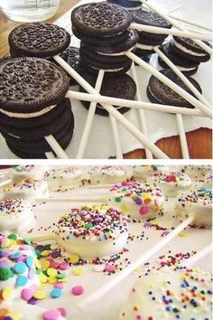 an image of oreo pops with sprinkles on them