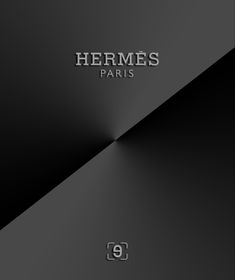 the logo for hermes paris on a black and white background with silver text that reads,