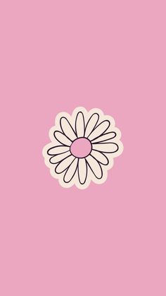 a black and white flower on a pink background