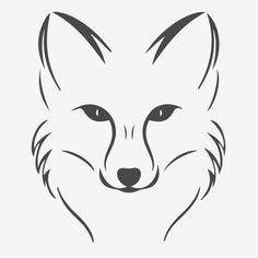 a fox's face is shown in black and white