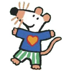 a drawing of a mouse with a heart on it's chest and arms stretched out