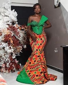 Ghana Traditional Wedding, African Mermaid, African Bridal Dress, Dress African Print, Kente Dress, African Traditional Wedding, Kente Styles, African Wedding Dress, Baby Dedication