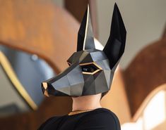 "Make your own 3D Anubis mask (or 3D jackal mask) with paper or cardboard at home in minutes thanks to our printable template for kids and adults. ⚡ If you purchase this product you will have instant access to the PDF file (with easy-to-follow instructions and pattern) so you can print, assemble and customize the papercraft mask to your liking. 🎬 Tutorial video ➤ https://www.youtube.com/watch?v=h2C9VVTpmPU 📐 Mask dimensions: 10.7\" x 15.8\" x 18.3\" / 27.2 cm x 40.2 cm x 46.7 cm. 📌 PDF conten Fantasia Diy, Anubis Mask, Cat Mask Diy, Egyptian Mask, Paper Mask Template, Low Poly Mask, Zombie Mask, Mascaras Halloween, Monster Mask