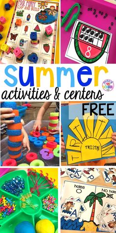 summer activities and centers for kids to play with