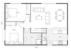 the floor plan for a studio apartment with one bedroom and an attached living room area