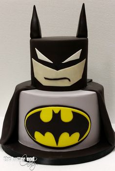 a batman cake is shown on a white table