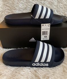 Men’s Slides Size 10 adidas adilette shower Blue Dark stripes Style AQ1703.Shipped with USPS Priority Mail. Casual Adidas Slides For Swimming, Sporty Adidas Slides Suitable For Water, Sporty Adidas Slides For Swimming, Adidas Slides With Logo For Swimming, Sporty Adidas Low-top Slides, Adidas Sporty Low-top Slides, Adidas Slides For Swimming With Logo, Adidas Blue Slides For Beach, Blue Adidas Synthetic Slides