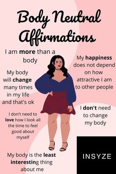 a poster with an image of a woman's body and the words body neutral affirm