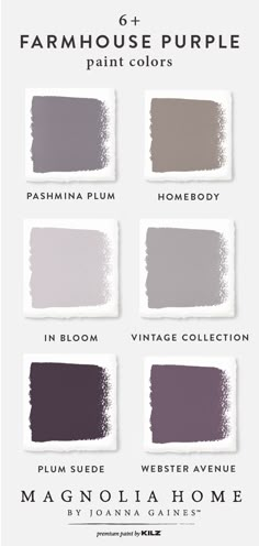 various shades of gray paint with the words farmhouse house purple painted on them in different colors