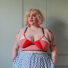 This is a downloadable PDF Sewing Pattern. The Ascension Soft Bra is my favorite design, probably of all time. When I first started my lingerie line, I had the idea for a bra that looked like a floating triangle within a frame bra, with hidden support! I’m incredibly proud of this beautiful bra. GARMENT SPECIFICS The Ascension Soft Bra is a self lined bralette with adjustable straps and bold, geometric panels. Two darts are hidden in the diagonal seam lines, which give the bra a beautiful shape, Bra Sewing Pattern, Bra Sewing, Bra Hooks, Bra Pattern, Soft Bra, Fabric Yardage, Plus Size Bra, A Frame, Pattern Download