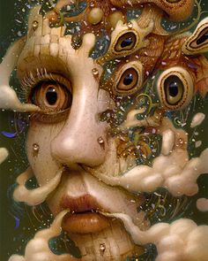 an image of a face with many different things on it's face and eyes