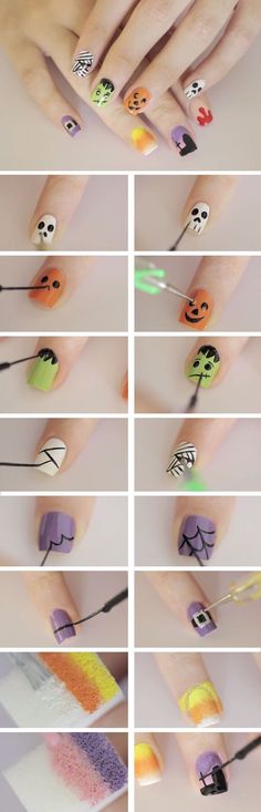 Diy Halloween Nail Art, Nailart Tutorial, Diy Nail Art, Halloween Nail Art, Cute Nail Designs