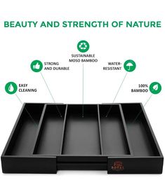 the beauty and strength of nature tray is shown with instructions on how to use it