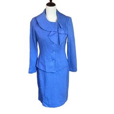 Vtg St. John Boucle Textured Midi Sheath Zip Up Dress Unique Asymmetric Rounded Collar Suit Blazer Jacket Set Outfit Women 4 Cornflower Blue Formal See Photos For Additional Information, Wear And Measurements Excellent Preowned Condition, Smoke Free Home Pit To Pit: 18" Dress Shoulder To Hem: 37" Jacket/ Blazer Shoulder To Hem: 22" Keywords: Vintage, 60s, 1960s, Formal, Church, Ceremony, Business, Workwear, Office, Luxury, Midi, Wedding, Event, Timeless, Classic, Princess Seamed Jacket/ Blazer, Boucle, Cornflower Blue, Modest, Evening, Sheath Classic Blue Long Sleeve Skirt Suit, Vintage Blue Skirt Suit For Formal Occasions, Blue Long Sleeve Classic Skirt Suit, Blue Long Sleeve Skirt Suit For Fall, Elegant Blue Skirt Suit For Fall, Fitted Blue Skirt Suit For Fall, Elegant Blue Skirt Suit For Spring, Jacket Set Outfit, St John Knit Dress