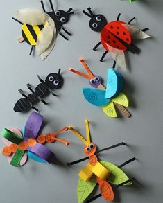 the paper bugs are all made up of different colors