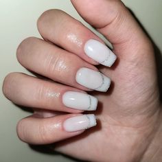 Flash Effect Nails, Milky Nails French, Milky Nails With Glitter, Milky White French Nails, Milky White French Tip Nails, Milky White Nails With Glitter, Milky French Nails, Nail Flash, Nails Milky White