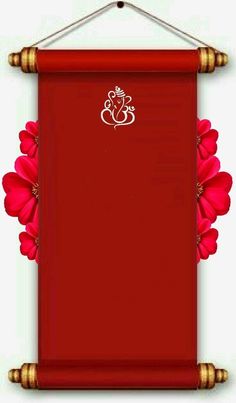 an image of a red banner with gold trimmings and flowers on the bottom