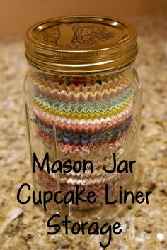 mason jar cupcake liner storage with text overlay