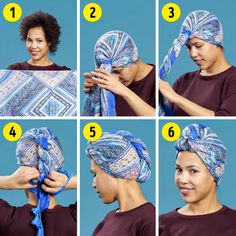 How to Tie a Headscarf / 5-Minute Crafts Head Wrapping, Turban Tutorial, Chemo Care, Head Scarf Tying, Earthy Style