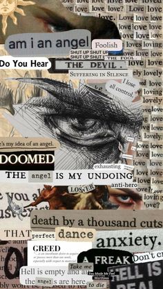 an altered collage of words and pictures with the caption'do you hear? '