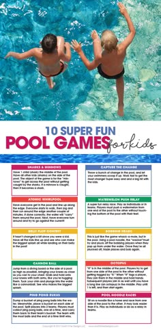 an advertisement for the pool games is shown in this advertisement, with two children