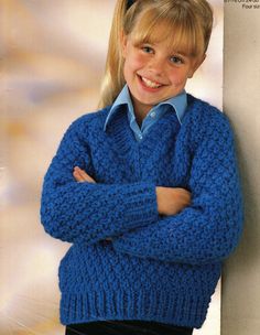 "Childrens V neck Super Chunky Sweater-  Super Chunky Super Bulky wool 24-30\" Easy Quick knit Boy Girl knitting pattern download PDF See images for further information Thanks very much for looking. I sell UK and USA patterns conversion chart included ALL PATTERNS ARE IN ENGLISH ONLY PLEASE BE AWARE OF THIS" Super Chunky Knit, Toddler Patterns, Vintage Crochet Pattern, Quick Knits, Vintage Knitting Patterns, Chunky Wool, Vintage Ribbon, Super Bulky, Super Chunky