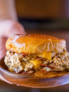 a close up of a person holding a plate with a sandwich on top of it