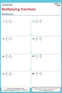 the multiplying fractions worksheet