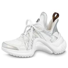 (WMNS) LOUIS VUITTON LV Archlight Sneakers 'White Mini Monogram Silver' 1ABVFL White Lace-up Sneakers With Metallic Logo, White Sports Sneakers With Metallic Logo, Lv Archlight Sneaker, Archlight Sneaker, Designer Trainers, Luxury Sneakers, Louis Vuitton Official, Sneaker Shoes, Boot Bag