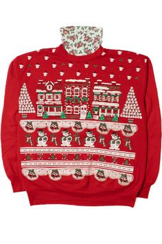 This is a vintage ugly Christmas sweater! That means: 1. We only have one — so you can’t choose a different size or quantity. 2. The size listed on the original tag may not be an accurate indication of the fit. The chest / bust size and length measurements are the most accurate way to estimate the fit. Tacky Christmas Sweater, Tacky Christmas, Vintage Apparel, Christmas Sweatshirts, Ugly Christmas, Christmas Sweater, Being Ugly, Vintage Christmas, Christmas Sweaters