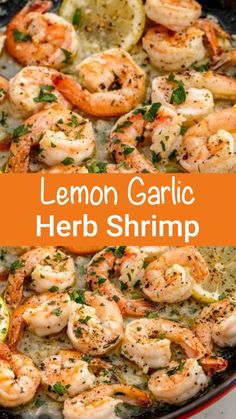 lemon garlic herb shrimp in a skillet