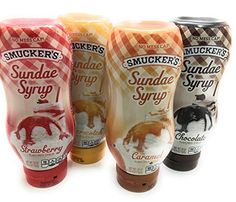 three different flavors of smokers sundae syrup