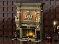 the fireplace is made out of lego bricks