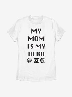 100% CottonWash cold; dry lowImportedListed in women's sizes My Superhero, Womens T Shirt, My Hero, Gifts For Mom, Baby Onesies, In Store, Tshirt Designs, Womens Sizes, Marvel