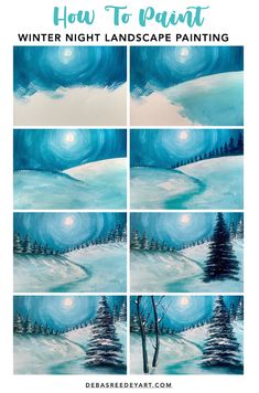 how to paint winter night landscape paintings