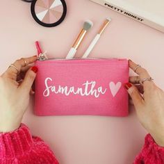 Personalised Pink Make Up Bag Hen Party Gifts, Bold Typography, Makeup Items, Rock On, Matching Accessories, Toiletry Storage, Make Up Bag, Makeup Storage