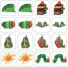 the very hungry caterpillar match up game for children to learn how to read