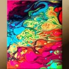 an abstract painting with bright colors