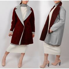 Rebecca Minkoff Burgundy Gray Reversible Coat Size L Us Size L Coat Is Pre-Owned, Very Good Condition No Visible Wear, Gently Used 100% Authentic Guaranteed Burgundy Color Long Sleeves Single Button Closure On Front Two Side Pockets If You Are Interested In Any Other Items From This Look, Please Let Me Know Brand: Rebecca Minkoff Size: L Material: Polyamde Blend Measurements In Inches: Bust: 40 Waist: 40 Sleeve Length: 23 Length From Shoulder Down: 34 Chic Red Outerwear For Layering, Burgundy Outerwear With Lapel Collar For Winter, Burgundy Lapel Collar Outerwear For Winter, Reversible Long Sleeve Fall Outerwear, Reversible Long Sleeve Outerwear For Fall, Burgundy Long Sleeve Outerwear For Layering, Reversible Coat, Burgundy Color, Rebecca Minkoff