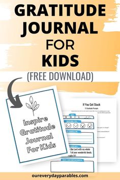 the free printable gratitude journal for kids is on display in this page