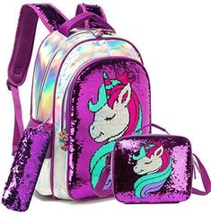 قلادات متدلية, Teen's Backpack, Cute School Bags, Unicorn Bag, Sequin Backpack, Unicorn Backpack, Sequin Bag