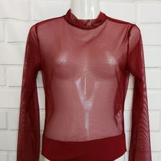 Long Sleeve Burgundy Mesh Body Suit Forever21 Tops, Body Suit, Forever 21 Tops, Forever 21, Long Sleeve Tees, Womens Tops, Tops & Tees, Mesh, Long Sleeve