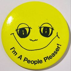 a yellow button that says, i'm a people pleaser