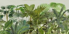 a painting of tropical plants and trees