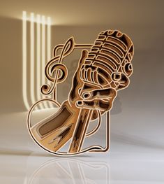 a wooden cutout of a musical instrument