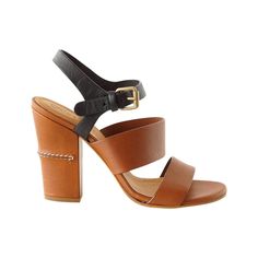 Chloe Shoe Brown and Black Block Heel Sandal  39 / 9  new - mightychic Brown Block Heel Sandals, Black Block Heel Shoes, Silver Sandals Heels, Cognac Heels, Cognac Sandals, Black Block Heel Sandals, Black High Heel Sandals, Brown High Heels, Chloe Sandals