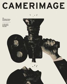 a movie poster for the film cameramagee with a man holding a video camera